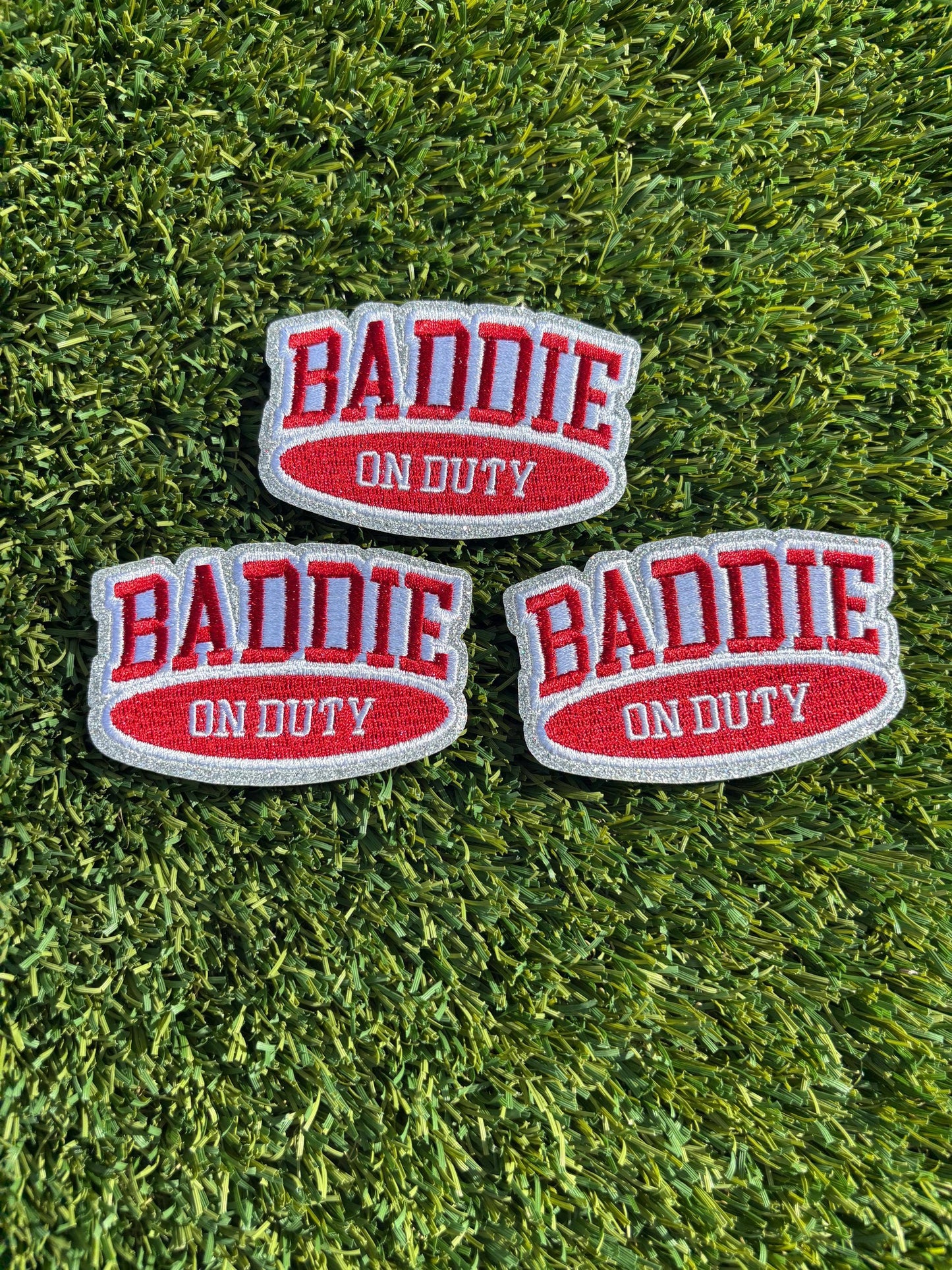 Baddie On Duty Glitter Embroidered Patch