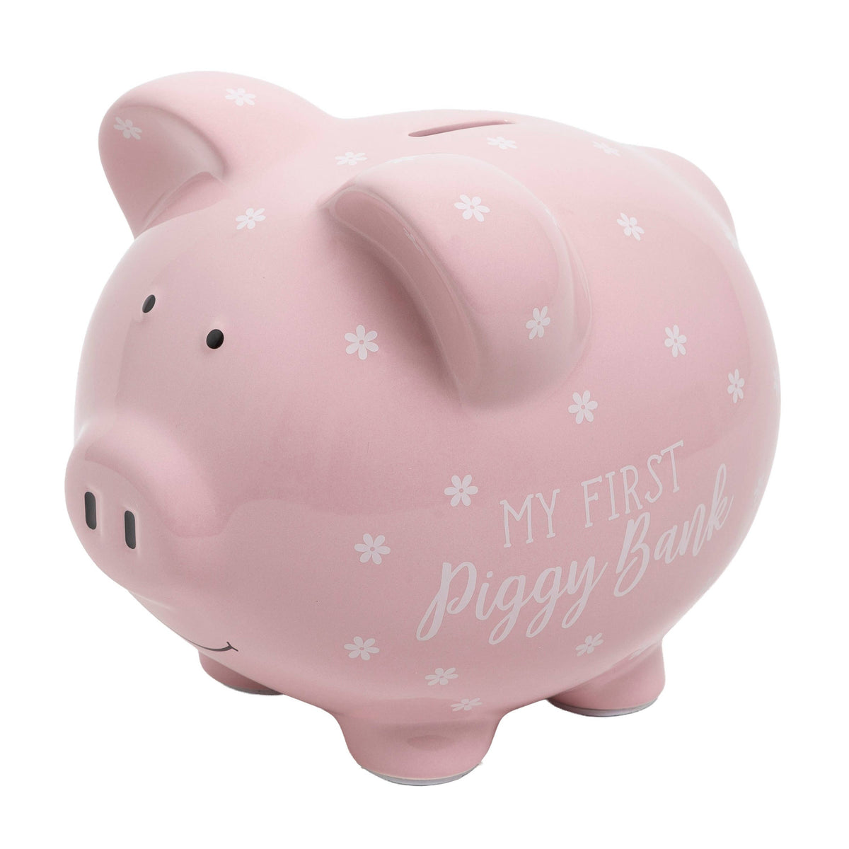 Large Ceramic My First Piggy Bank, Pink Floral