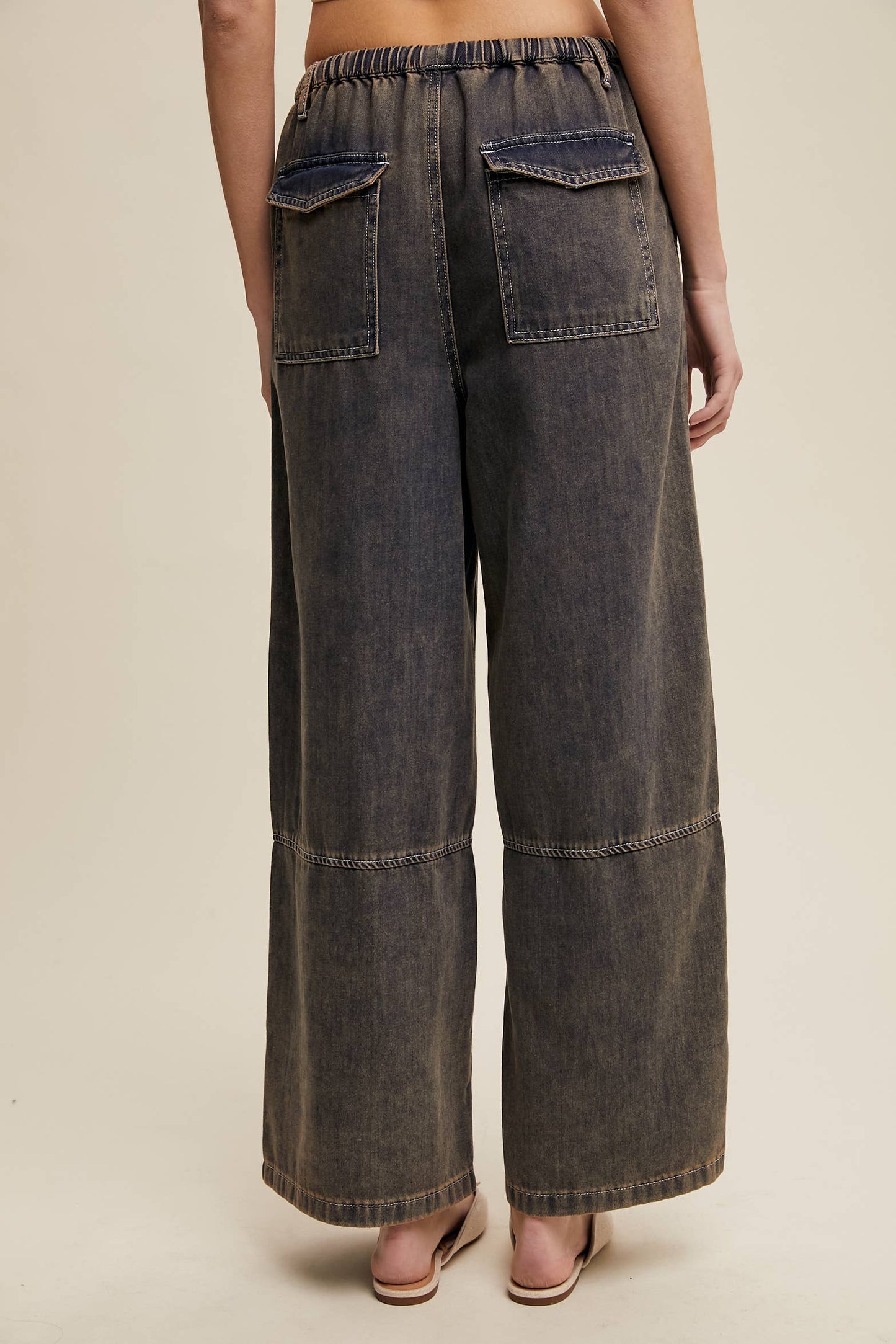 Wide-Leg Denim Drawstring Pants LP0256