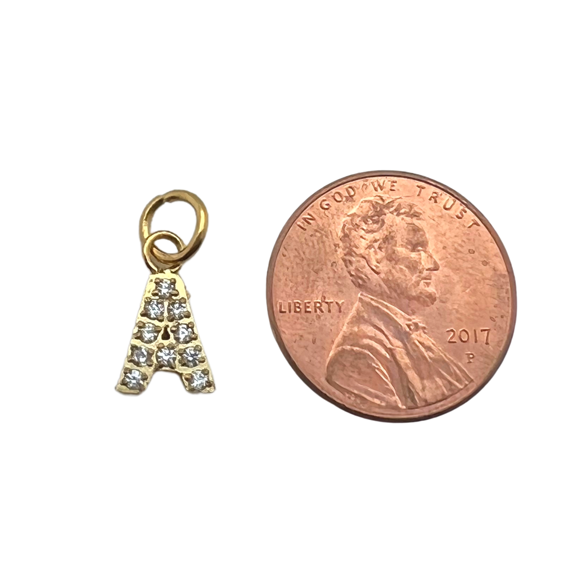 Gold Pavé Set CZ Initial Letter Charms