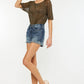High Rise Fray Hem Denim Shorts KC9316M