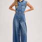 DENIM SLEEVELESS SHIRT JUMPSUIT