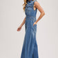 DENIM SLEEVELESS SHIRT JUMPSUIT