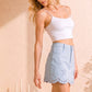 Embroidered Eyelet Scallop Hem High Rise Shorts