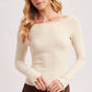 LACE TRIM SQUARE & BOAT NECK 2-WAY KNIT TOP