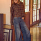 WIDE LEG FLARE WASHED DENIM JEANS WITH SIDE SEAM