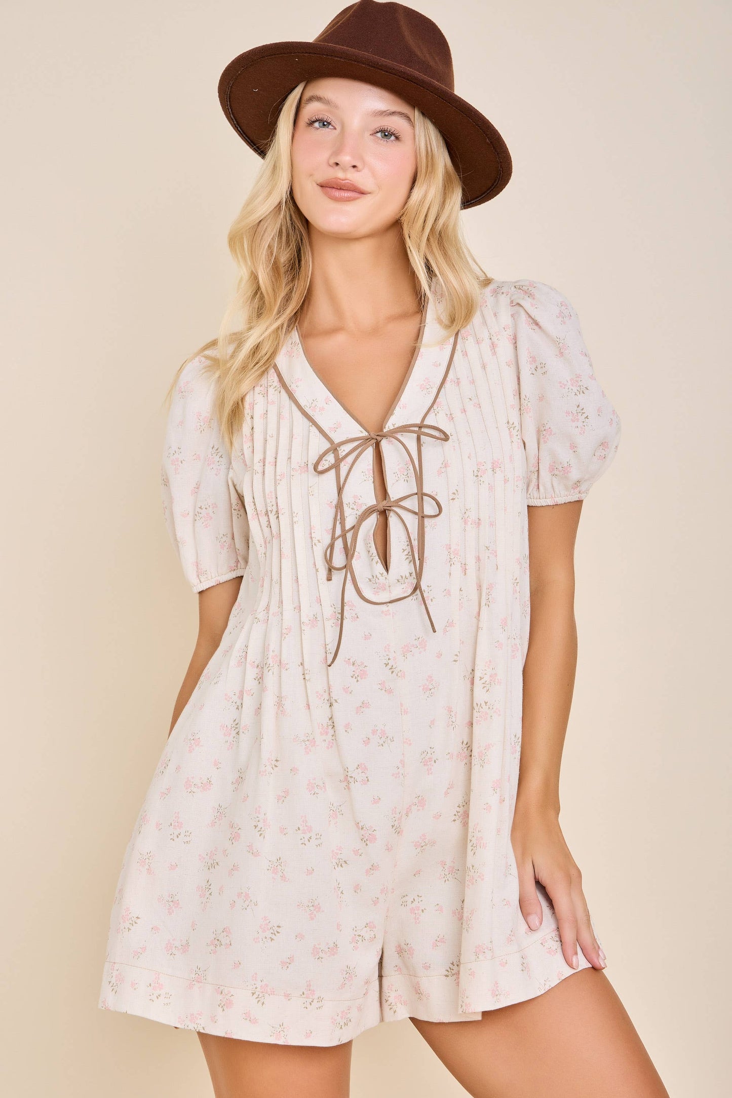 Vintage Floral Bow Romper