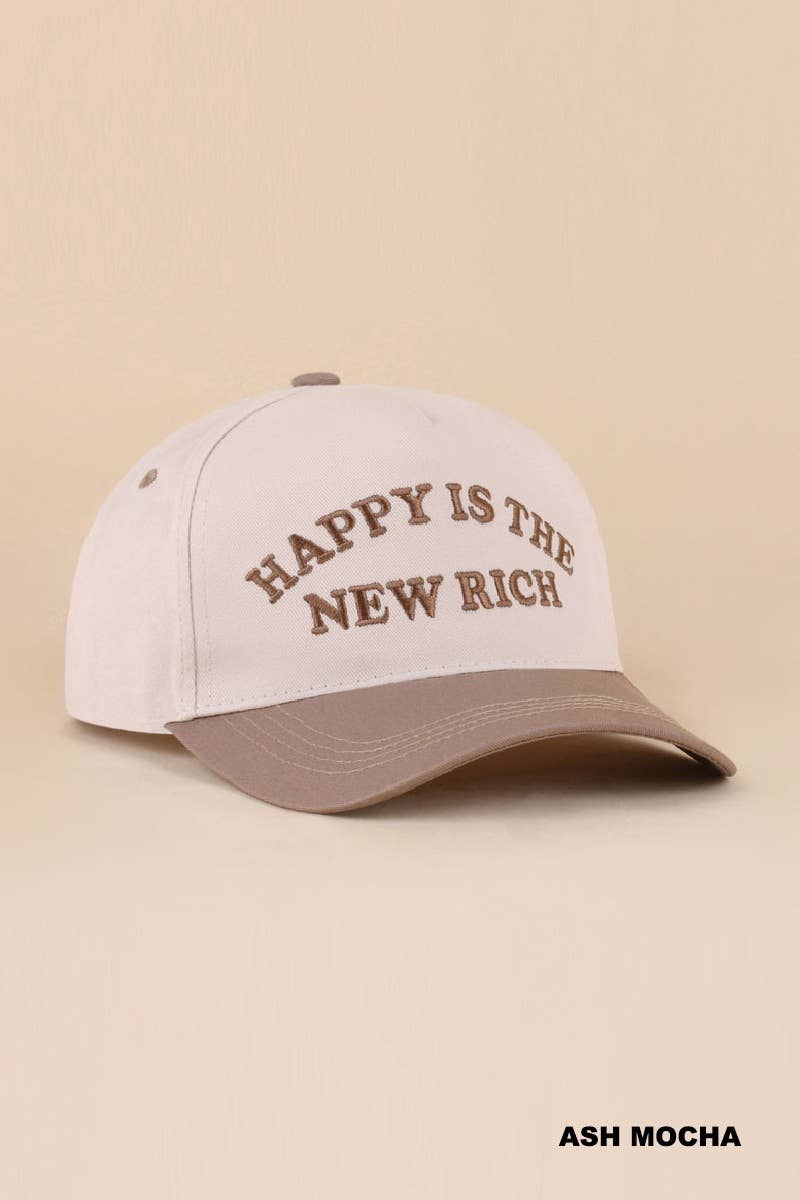 Happy Is The New Rich Two Tone Snapback Hat Zenana Consgt.