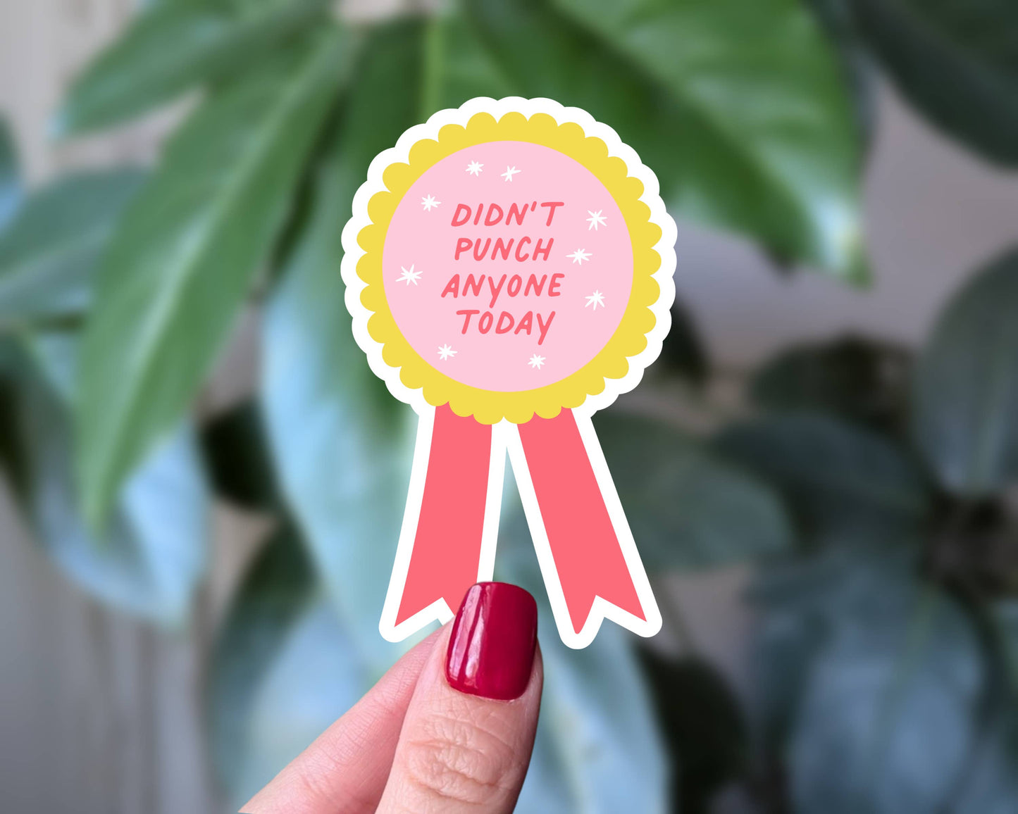 Didn't Punch Anyone Today Ribbon Sticker