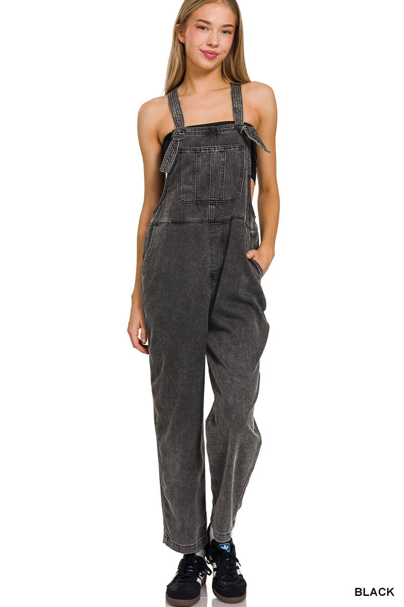 ..Washed Double Gauze Wide Leg Overalls