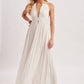 A CRINKLY CREPE DEEP V-NECK HALTER MAXI SUNDRESS
