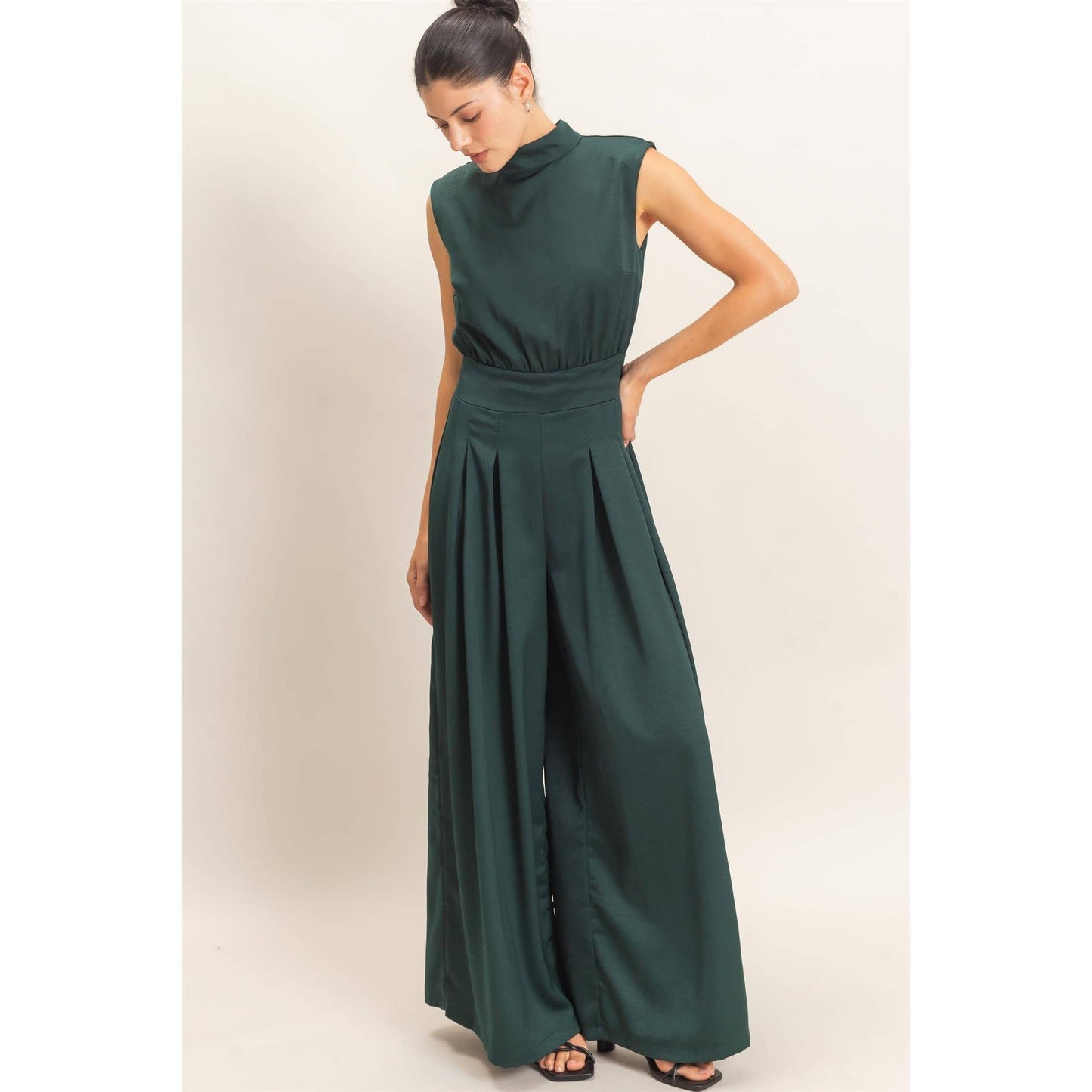 Sleeveless Mock Neck Jumpsuit