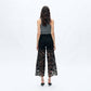 HIGH RISE WIDE LEG JEANS WITH LACE SPLICED BYW8090