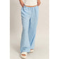 Gingham Drawstring Wide-Leg Pants