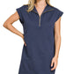 Textured Knit Jacquard Quarter Zipper Dress Zenana