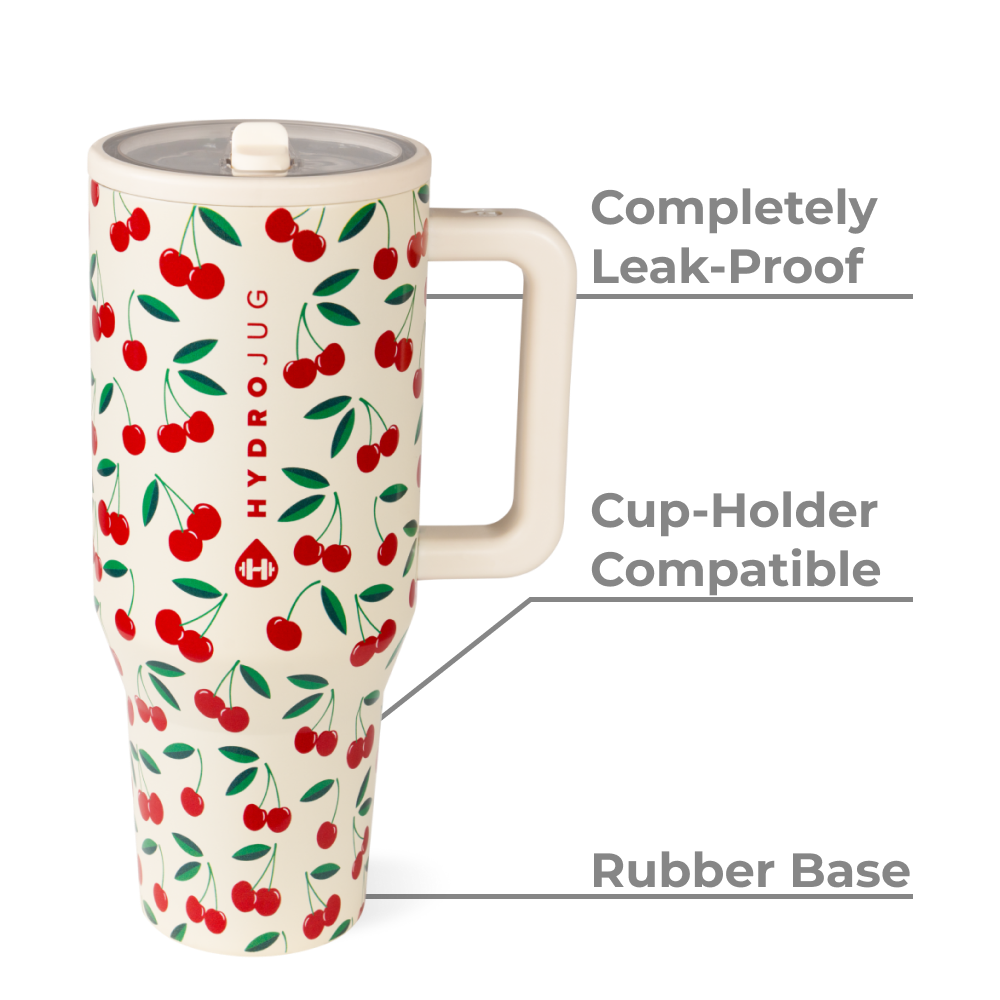 Cherries design HydroJug 32 oz traveler tumbler
