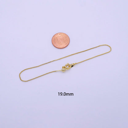 1x 16.5"/19"Gold Filled Adjustable Box Chain Slider Necklace