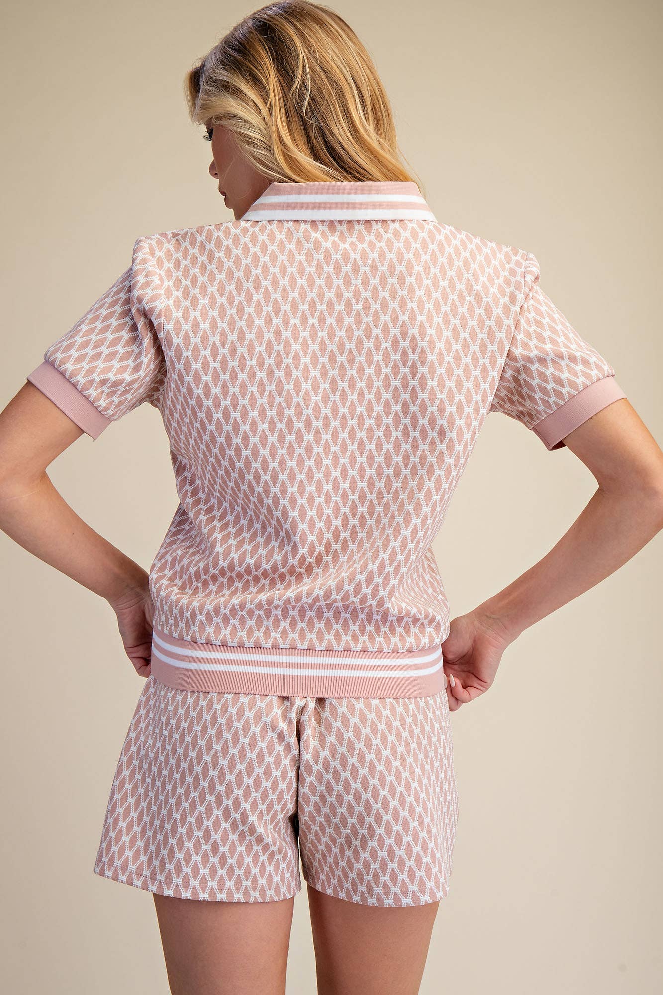Collar Neck Short-Sleeve Polo Top