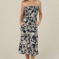 C4F45-A920 SMOCKED BODICE STRAPLESS MIDI DRESS W POCKETS