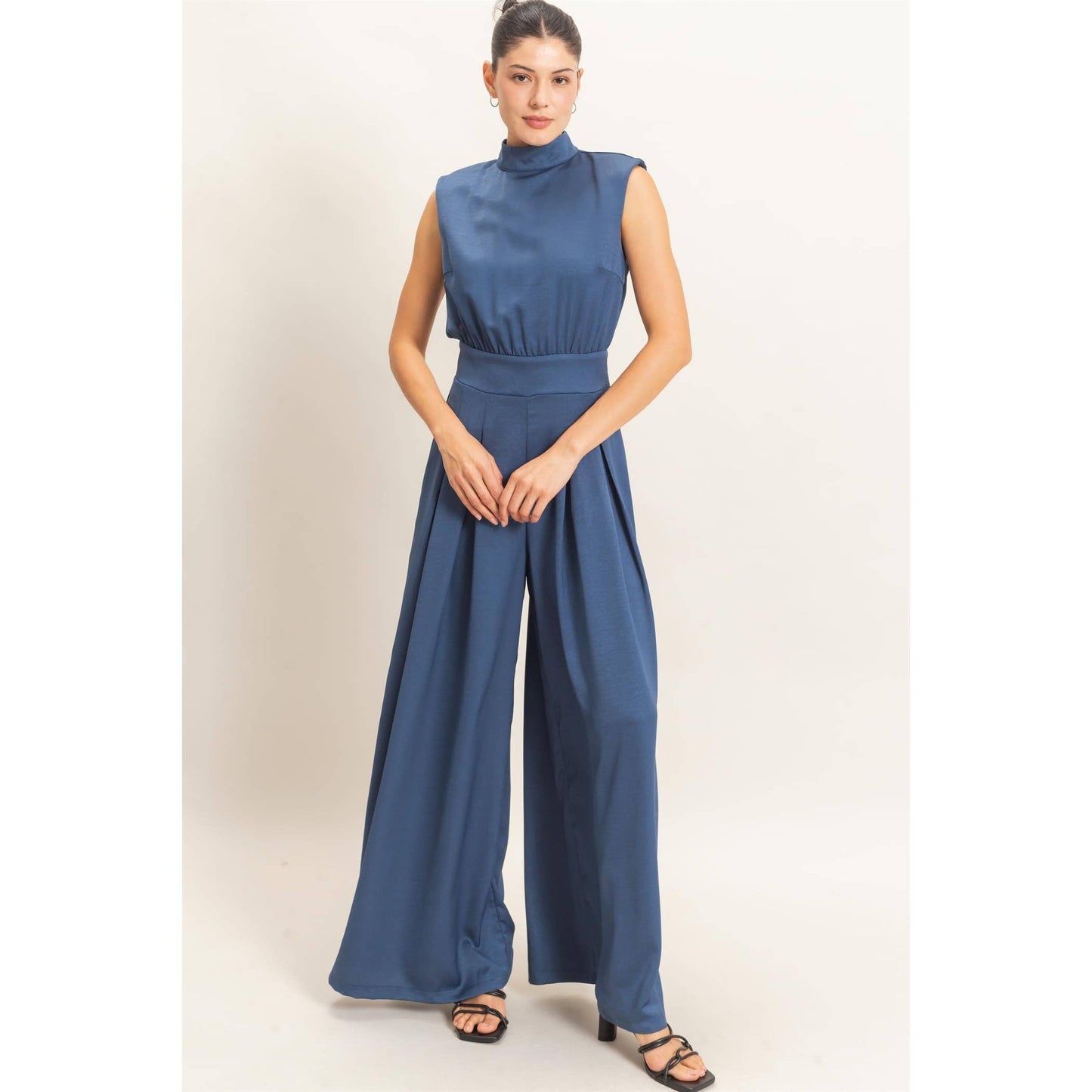 Sleeveless Mock Neck Jumpsuit