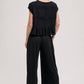 RELAXED KNIT SMOCKED TOP AND WIDE PANTS SET