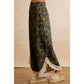CAMO PRINT LACE HEM FULL LENGTH WIDE LEG PANTS