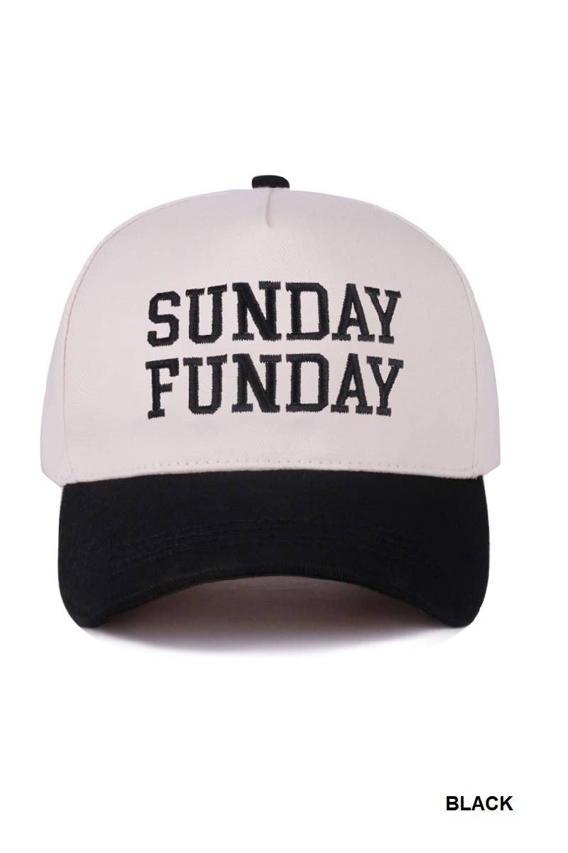 Sunday Funday Two Tone Canvas Cotton Cap  Zenana Consgt.