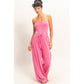 Mineral Wash Strapless Wide-Leg Jumpsuit
