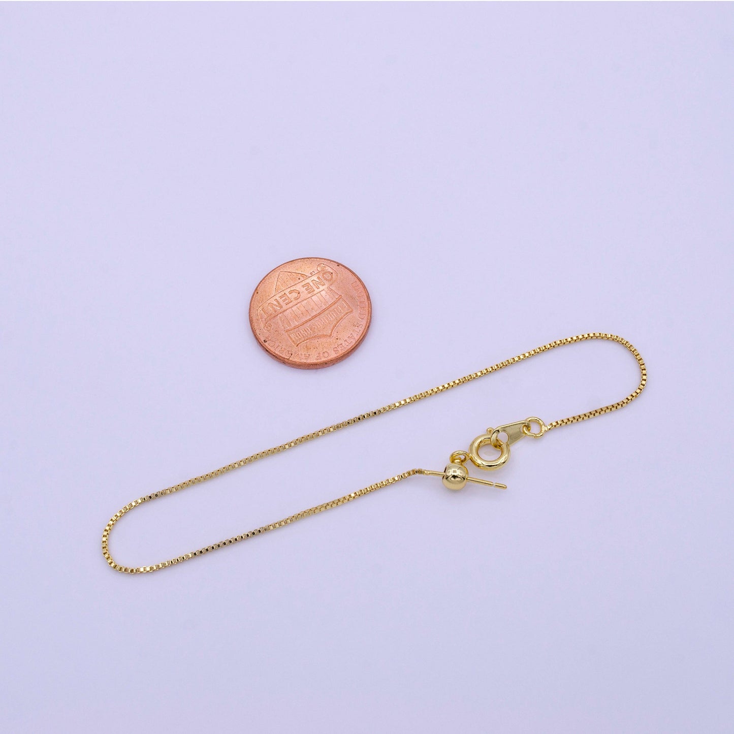 1x 16.5"/19"Gold Filled Adjustable Box Chain Slider Necklace