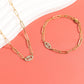18K Gold PVD Stainless Steel Stone "Evil Eye" Paperclip Chain Necklace