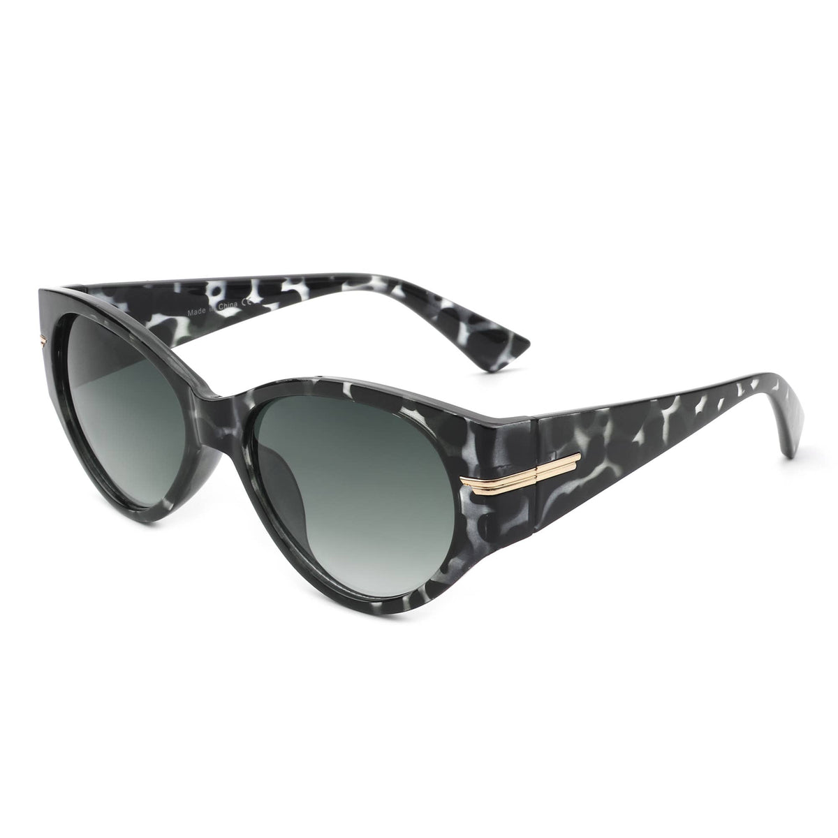 Women Sleek Oval Retro Cat Eye Sunglasses