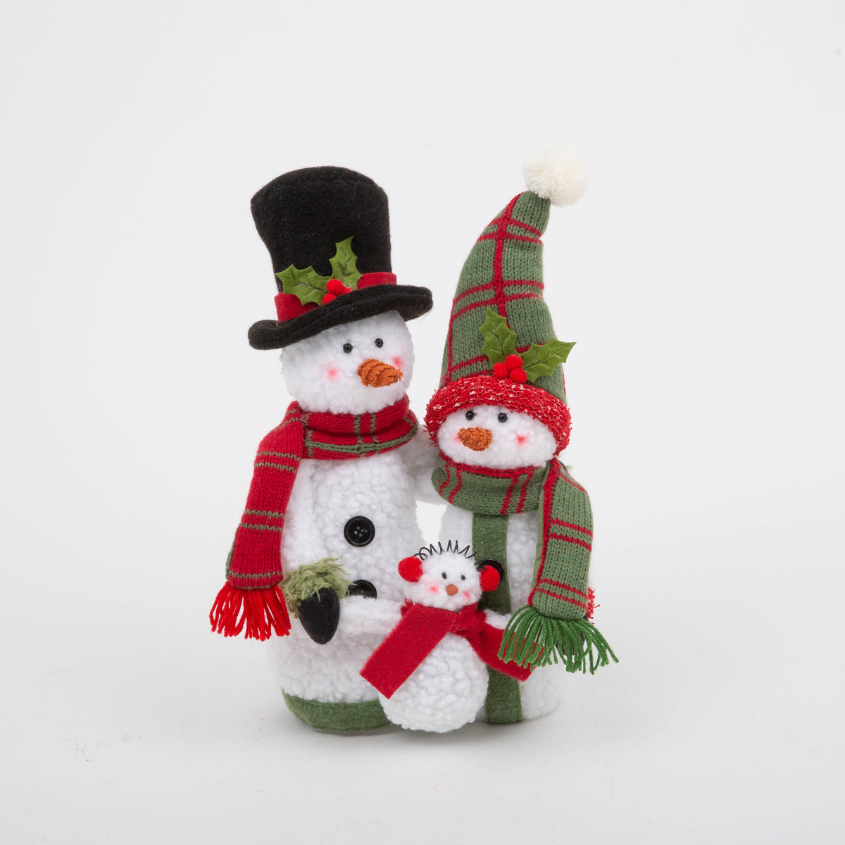 Christmas Plush Holiday Snowman Family Figurine 13"H