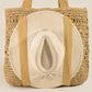 Large Straw Braided Tote Bag With Hat Holder