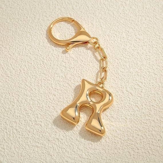 Bubble Letter Monogram Bag Charm Key Chain | 40KC161