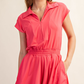 BUTTER SHORT SLEEVE QUARTER ZIP ROMPER