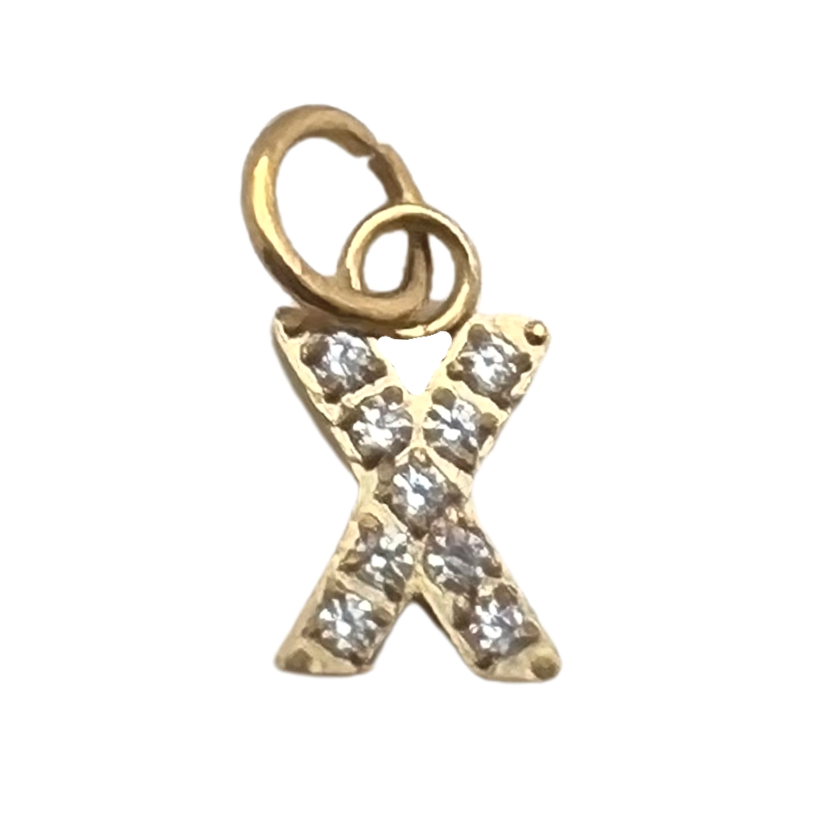 Gold Pavé Set CZ Initial Letter Charms
