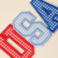USA Gingham Letter Embroidered Heat Press Style Patch