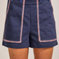 Nautical Contrast Stitch High-Waist Shorts