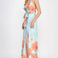 Floral Border Print Side Slit Maxi Dress