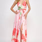 Floral Border Print Side Slit Maxi Dress