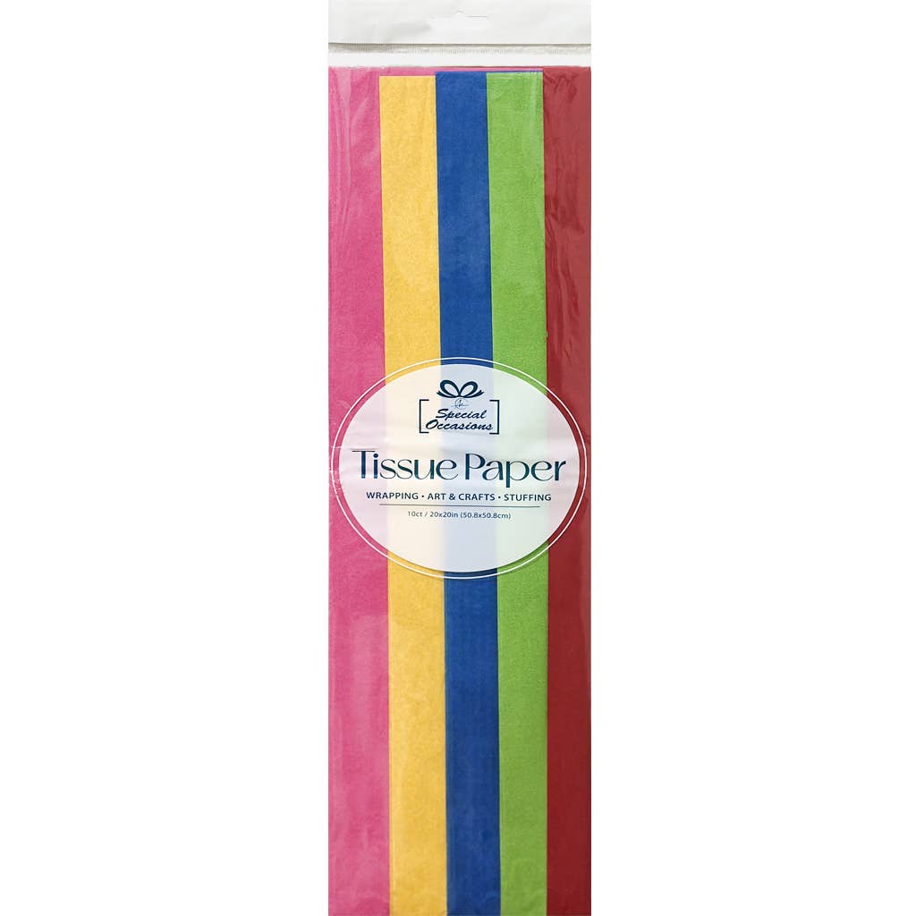 Primary Tissue Paper, 10 Sheets, 20 x 20 in Assorted Colors