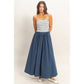 Striped Strapless Flowy Midi Dress