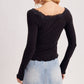 LACE TRIM SQUARE & BOAT NECK 2-WAY KNIT TOP