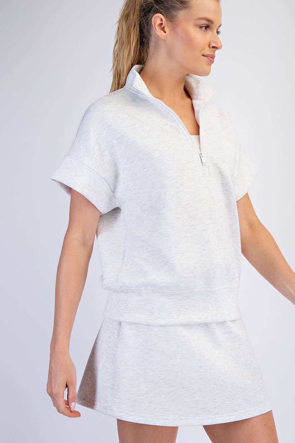 MODAL SCUBA QUARTER ZIP SHORT SLEEVE TOP