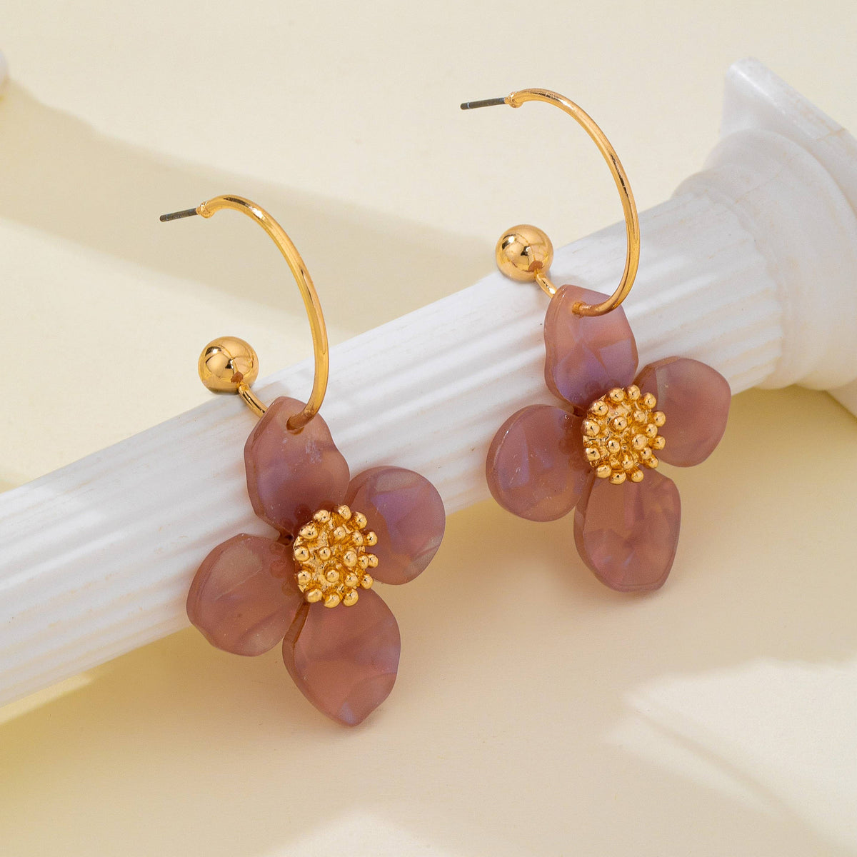 Acrylic Floral Dangle Hoop Earrings | 80E62620