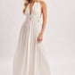 A CRINKLY CREPE DEEP V-NECK HALTER MAXI SUNDRESS