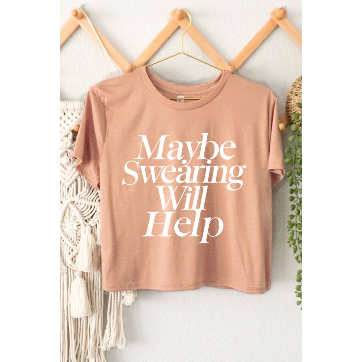 MAYBE SWEARING WILL HELP GRAPHIC CROP TOP