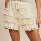 Lace Tiered Shorts with Ruffle Details