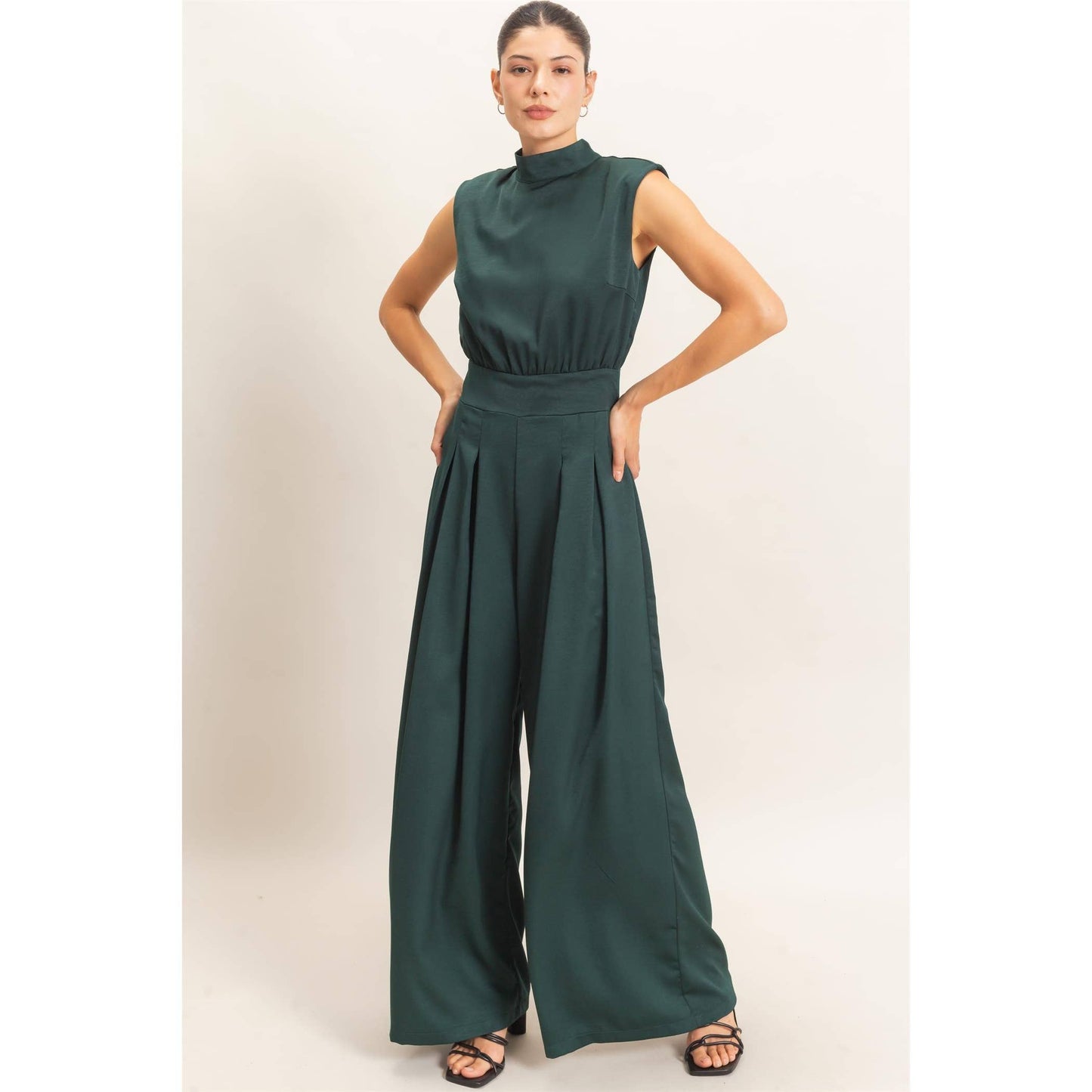 Sleeveless Mock Neck Jumpsuit