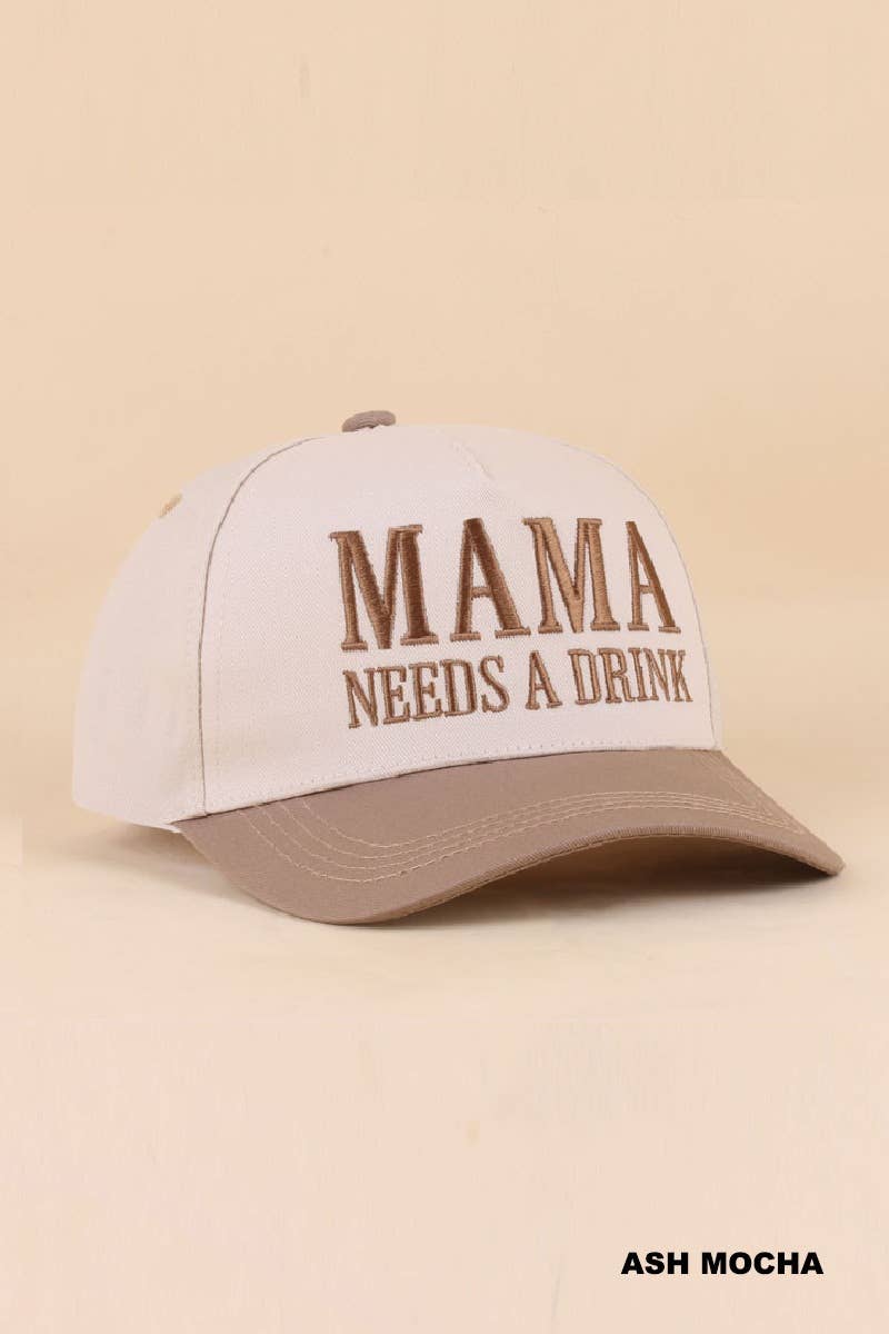 Mama Needs A Drink Two Tone Snapback Hat Zenana